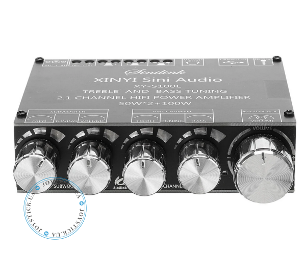 Sinilink XY-S100L – 2.1 channel 2x50 plus 100 watt subwoofer output Class D Audio Amplifier - support Bluetooth AUX and USB Color Black